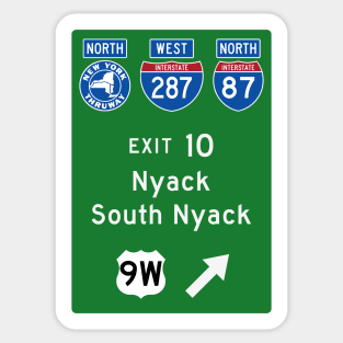 New York Thruway Northbound Exit 10: Nyack South Nyack US Route 9W Sticker